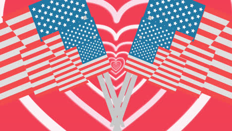 Animation-Der-Flaggen-Der-Vereinigten-Staaten-Von-Amerika-über-Roten-Herzen