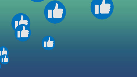 Animation-of-looping-thumbs-up-icon-in-blue-circles-against-gradient-background