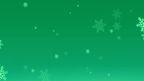 Animation-of-snowflakes-icons-in-seamless-pattern-against-green-gradient-background-with-copy-space