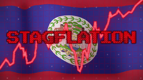 Animation-Des-Textes-Zur-Datenverarbeitung-Und-Stagflation-über-Der-Flagge-Von-Belize