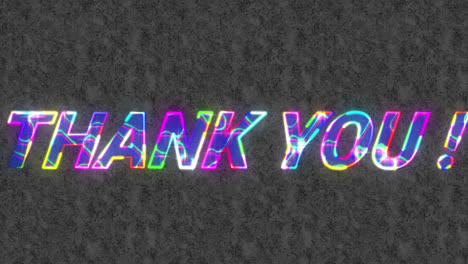 Animation-of-colorful-thank-you-text-glowing-against-gray-background,-copy-space