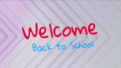 Animation-of-welcome-back-to-school-text-on-grey-chevron-background