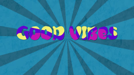 Animation-of-good-vibes-text-over-blue-stripes-spinning-background