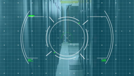 Animation-of-scope-scanning-over-grid-network-against-computer-server-room