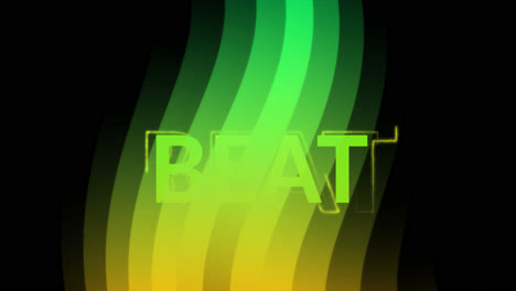 Animation-of-beat-text-over-green-waves-on-black-background