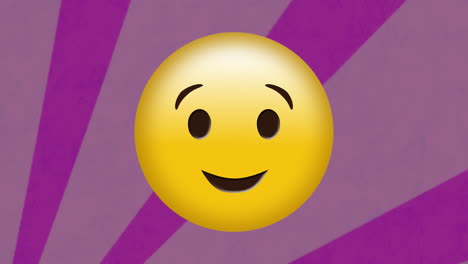Animation-of-flying-kiss-face-emoji-against-purple-radial-background