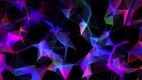 Animation-of-dots-connected-with-lines-forming-geometric-shapes-over-black-background