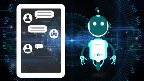 Animation-of-ai-chat-bot-and-tablet-with-chat-on-black-background
