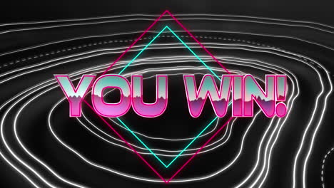Animation-Von-„You-Win“-Textbanner-über-Topografischen-Mustern-Vor-Schwarzem-Hintergrund