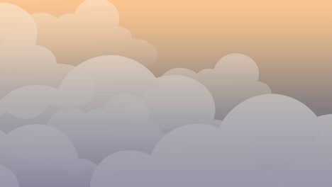 Animation-Des-Wolkensymbols,-Das-Sich-Vor-Einem-Orangefarbenen-Hintergrund-Mit-Farbverlauf-Und-Kopierbereich-Bewegt