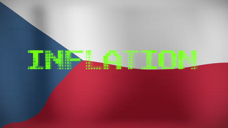 Animation-Der-Datenverarbeitung-Und-Des-Inflationstextes-über-Der-Flagge-Der-Tschechischen-Republik
