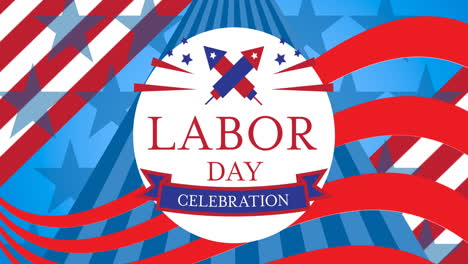 Animation-of-labor-day-celebration-text-over-american-flag-red,-white-and-blue-stars-and-stripes