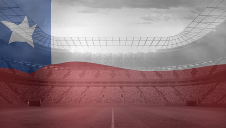 Animation-Der-Wehenden-Flagge-Chiles-über-Einem-Sportstadion