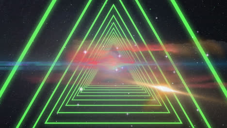Animation-Leuchtend-Grüner-Kaleidoskopischer-Formen-Auf-Schwarzem-Hintergrund