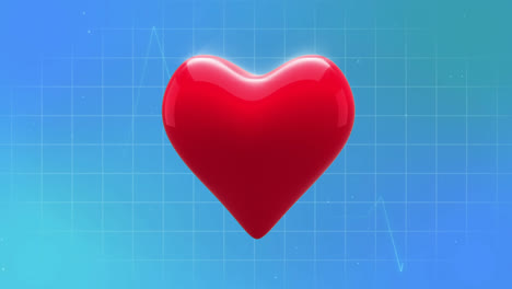 Animation-of-cardiograph-with-heart-on-blue-background