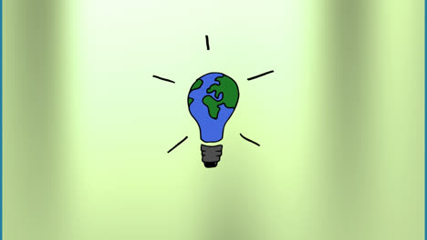 Animation-of-light-bulb-with-globe-on-green-background