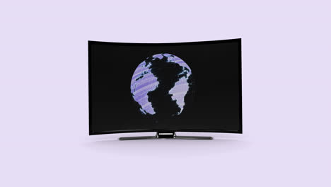 Animation-Eines-Fernsehers-Mit-Globus-Auf-Rosa-Hintergrund