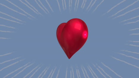 Animation-Eines-Sich-Drehenden-Roten-Herzsymbols-Vor-Lichtspuren-Auf-Blauem-Hintergrund
