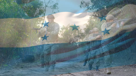 Animación-De-La-Bandera-De-Honduras-Sobre-Diversos-Soldados-Masculinos.