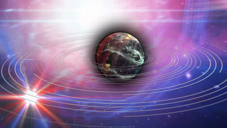 Animation-Eines-Braunen-Planeten-Im-Rauchblauen-Und-Rosafarbenen-Weltraum