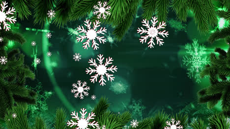 Animation-Eines-Tannenbaumrahmens-über-Fallendem-Schnee