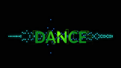Animation-of-dance-text-over-equalizer-on-black-background