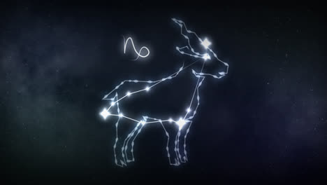 Animation-of-capricorn-sign-with-stars-on-black-background