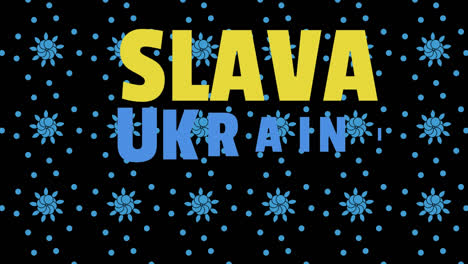 Animation-of-slava-ukraini-text-over-shapes