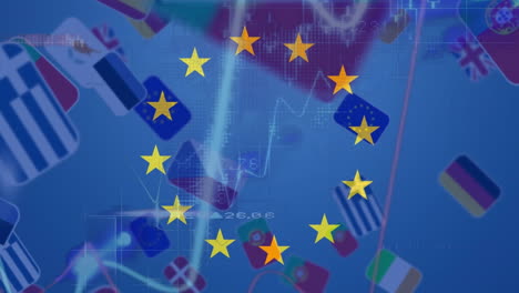 Animation-of-spinning-stars-on-eu-flag-and-data-processing-over-eu-country-flag-miniatures-falling