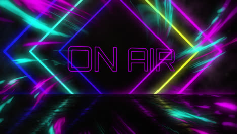 Animation-of-on-air-text-over-moving-neon-shapes