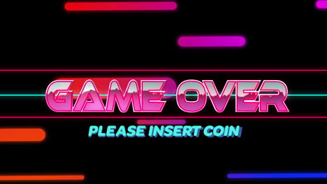 Animation-of-game-over-text-banner-against-gradient-lines-moving-in-seamless-pattern
