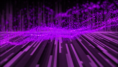 Animation-of-purple-light-trails-and-trails-of-smoke-on-black-background