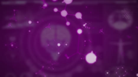 Animation-of-multiple-purple-over-pink-background