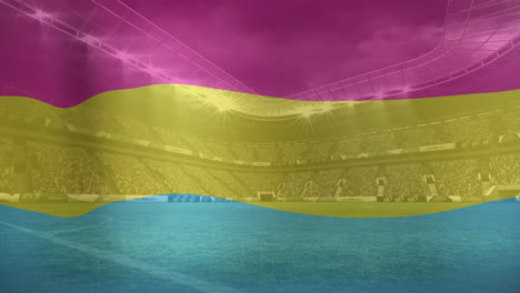 Animation-Einer-Pansexuellen-Flagge-über-Einem-Sportstadion
