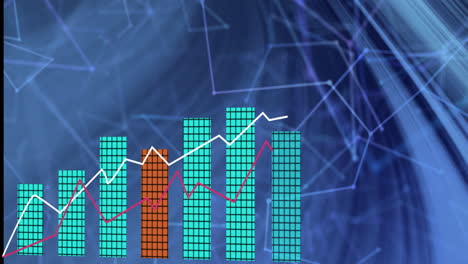 Animation-Der-Statistischen-Datenverarbeitung-Und-Des-Verbindungsnetzwerks-Vor-Blauem-Hintergrund