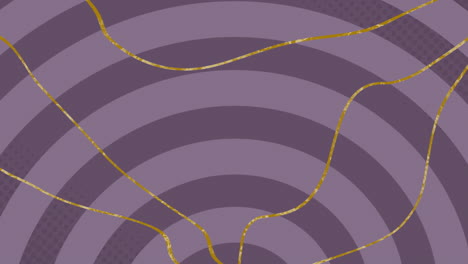 Animation-of-golden-lines-over-circles-on-purple-background