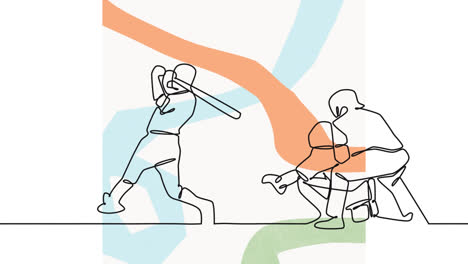 Animation-Der-Zeichnung-Männlicher-Baseballspieler-Und-Formen-Auf-Weißem-Hintergrund