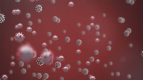 Animation-of-virus-cells-over-red-background
