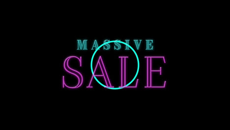 Animation-of-massive-sale-text-over-blue-dots-on-black-background