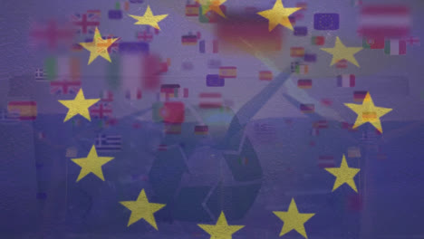 Animation-Von-Flaggen-über-Der-UE-Flagge