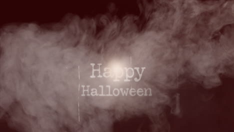Animation-Eines-Fröhlichen-Halloween-Textbanners-über-Rauch-Vor-Grauem-Hintergrund