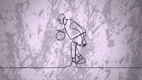 Animación-Del-Dibujo-De-Un-Jugador-De-Baloncesto-Masculino-Y-Formas-Sobre-Fondo-Rosa