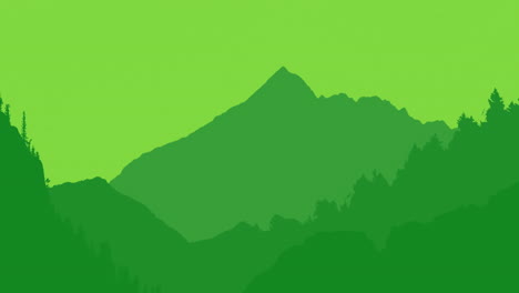 Animation-of-landscape-with-mountains-against-green-gradient-background-with-copy-space