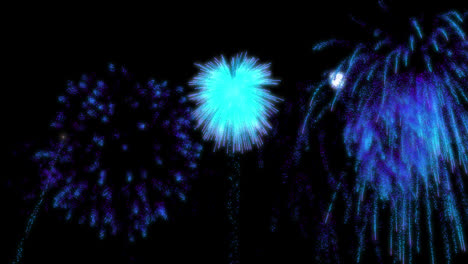 Animation-of-blue-fireworks-on-black-background