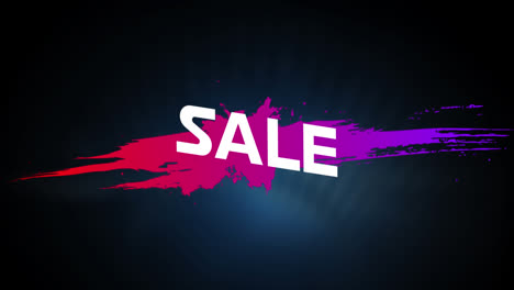 Animation-of-sale-text-with-purple-shapes-on-black-background