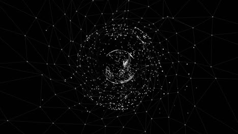Animation-of-globe-with-connections-over-black-digital-space