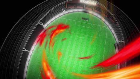Animation-of-flames-of-fire-over-sports-stadium