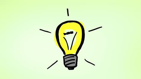 Animation-of-light-bulb-on-green-background