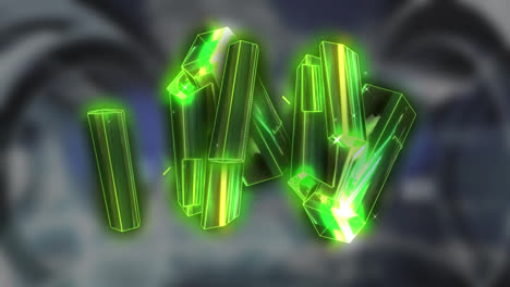 Animation-of-green-crystals-on-blurred-backrgound