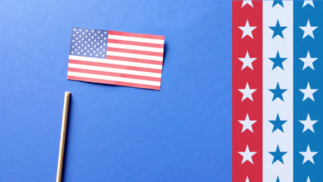 Animation-Der-Flagge-Der-Vereinigten-Staaten-Von-Amerika-Auf-Blauem-Hintergrund